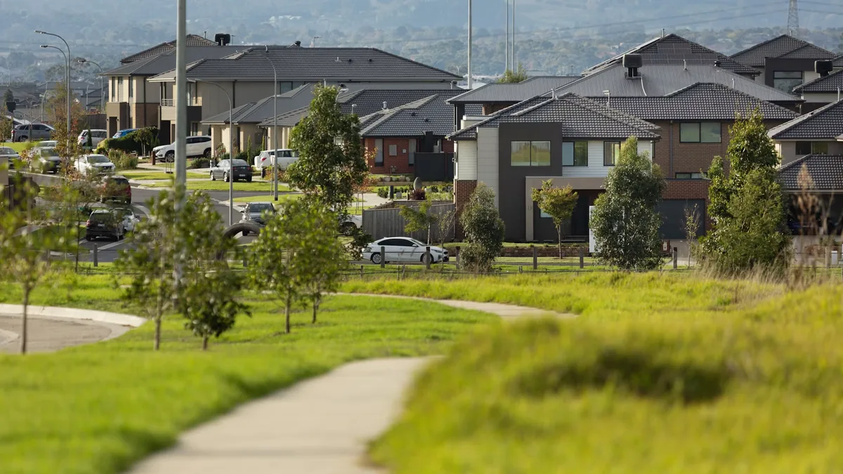 Suburban homes in Clyde North, Melbourne, Victoria